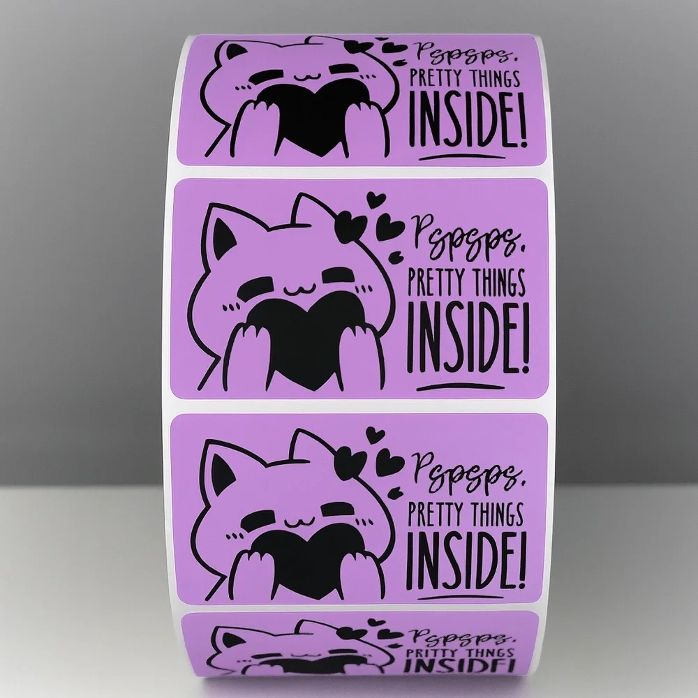 Pspsps Pretty Things Inside Stickers – Cute Cat Labels for Packaging and Orders